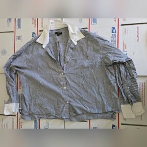 J. Crew Relaxed-fit cropped cotton poplin shirt in stripe, Size 18 JC72